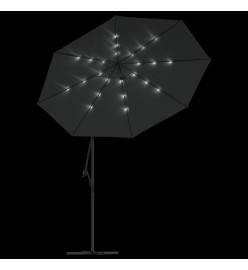 Parasol en porte-à-faux LED et mât en acier 300cm Anthracite