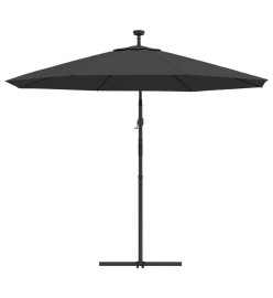 Parasol en porte-à-faux LED et mât en acier 300cm Anthracite