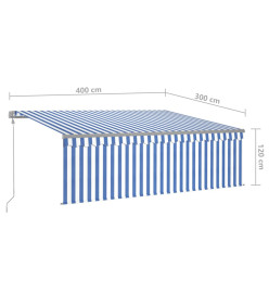 Auvent automatique rétractable avec store 4x3 m Bleu et blanc