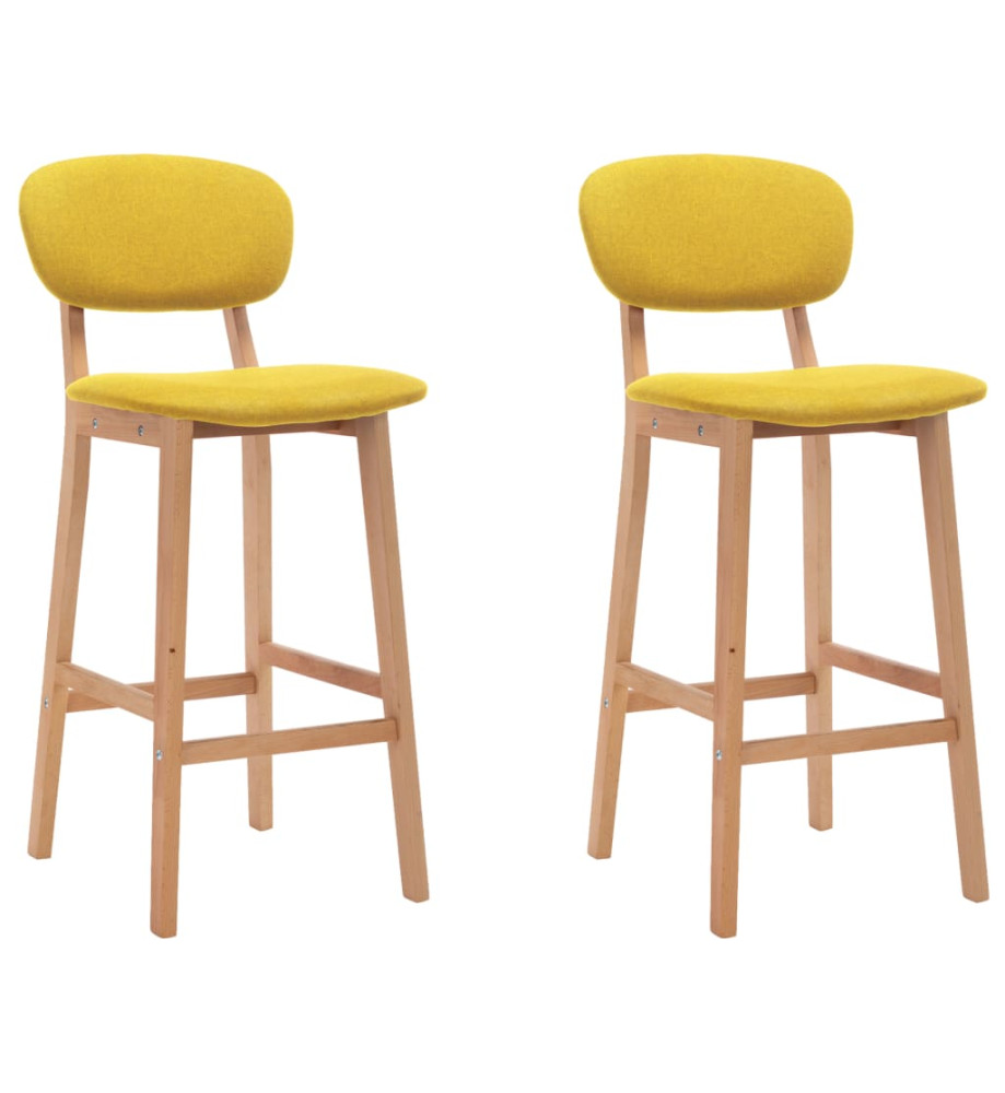 Tabourets de bar lot de 2 jaune moutarde tissu