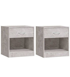 Tables de chevet 2 pcs avec tiroir Gris béton