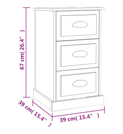 Table de chevet chêne fumé 39x39x67 cm bois d'ingénierie