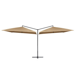 Parasol double avec mât en acier 250 x 250 cm Taupe