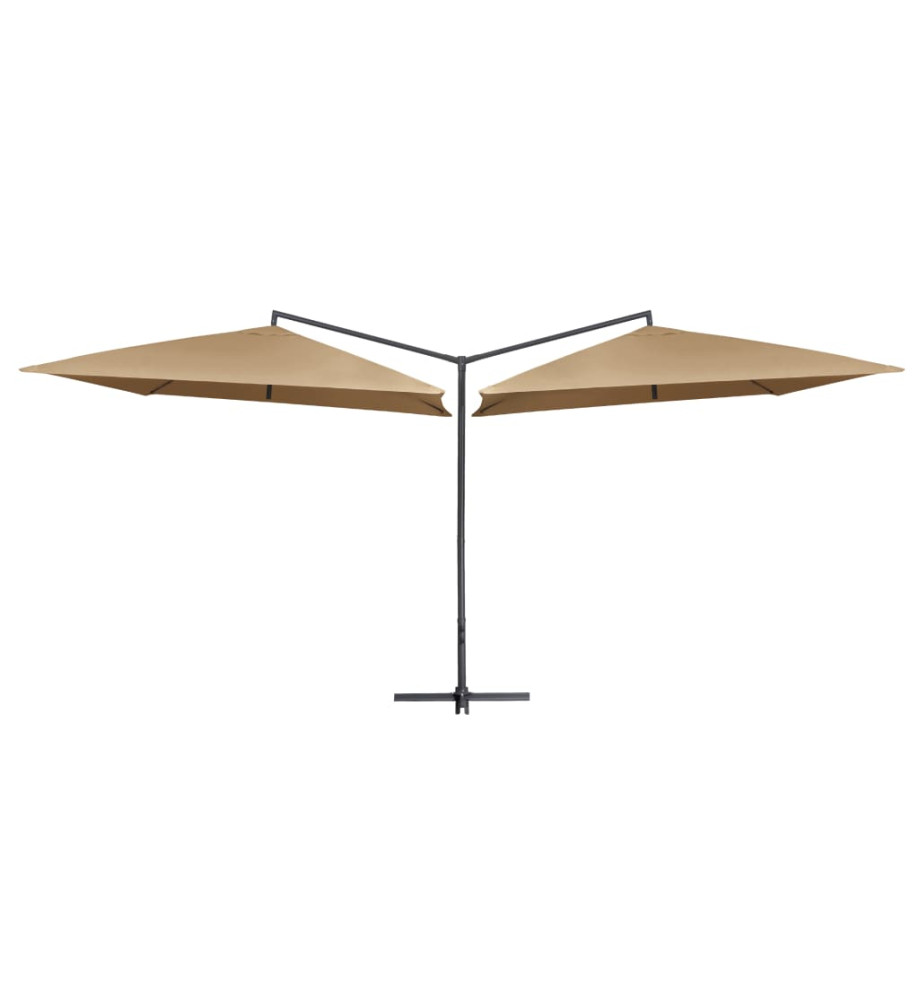 Parasol double avec mât en acier 250 x 250 cm Taupe