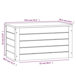 Boîte de rangement Blanc 59,5x36,5x33 cm Bois massif de pin