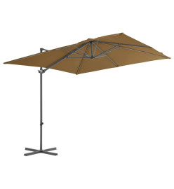 Parasol en porte-à-faux avec mât en acier Taupe 250x250 cm