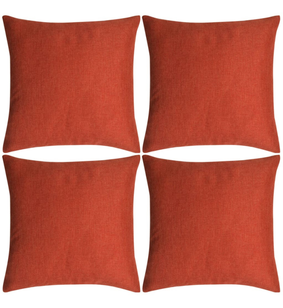 Housses de coussin 4 pcs Aspect de lin Terre-cuite 80x80 cm