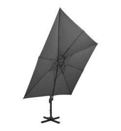 Parasol déporté à double toit 300x300 cm Anthracite