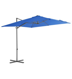 Parasol déporté avec mât en acier Bleu azuré 250x250 cm