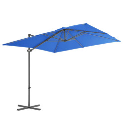 Parasol déporté avec mât en acier Bleu azuré 250x250 cm