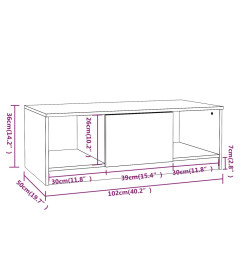 Table basse blanc brillant 102x50x36 cm bois d'ingénierie