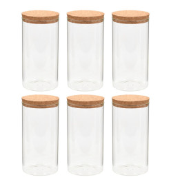 6pcs Pots de conservation en verre et couvercle en liège 1100ml