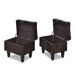 Ensemble de bancs de rangement 3 pcs Marron