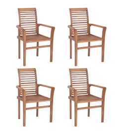 Chaises de salle à manger empilables 4 pcs Teck massif