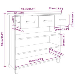 Table console HAMAR Gris clair 90x35x90 cm Bois massif de pin