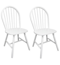 Chaises à manger lot de 2 blanc bois d'hévéa solide