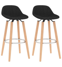 Tabourets de bar lot de 2 noir tissu