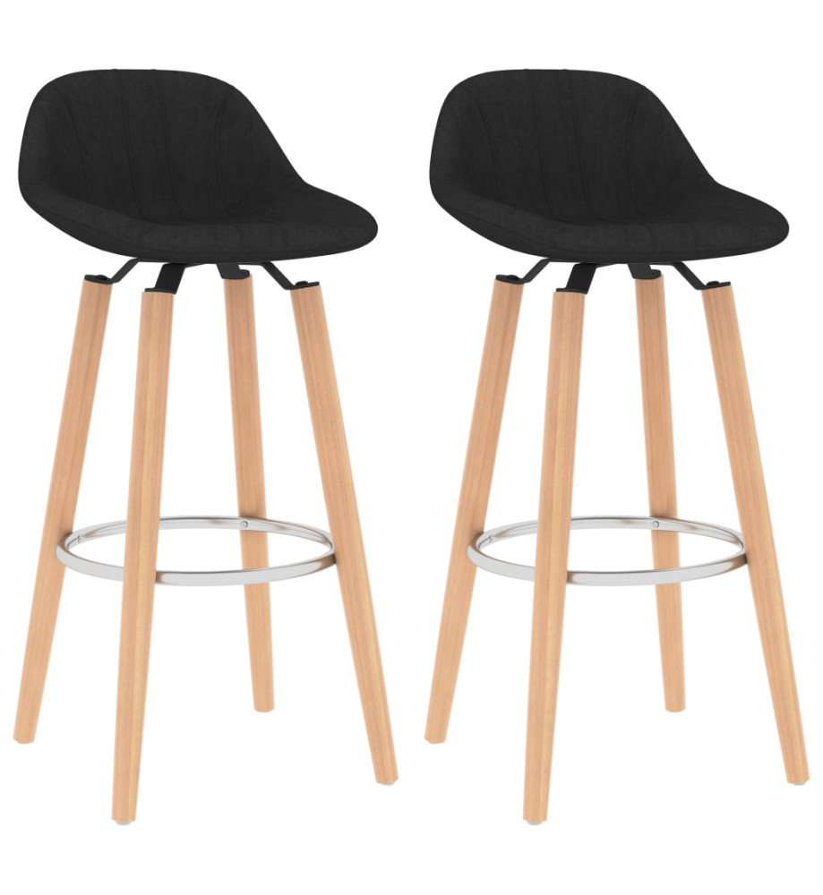 Tabourets de bar lot de 2 noir tissu