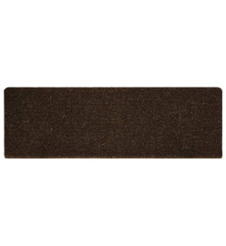 Tapis d'escalier 15 pcs Tissu aiguilleté 65x21x4 cm Marron