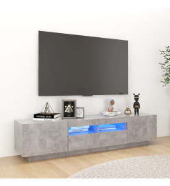 Meuble TV avec lumières LED Gris béton 180x35x40 cm