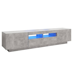 Meuble TV avec lumières LED Gris béton 180x35x40 cm