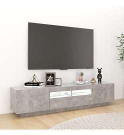 Meuble TV avec lumières LED Gris béton 180x35x40 cm