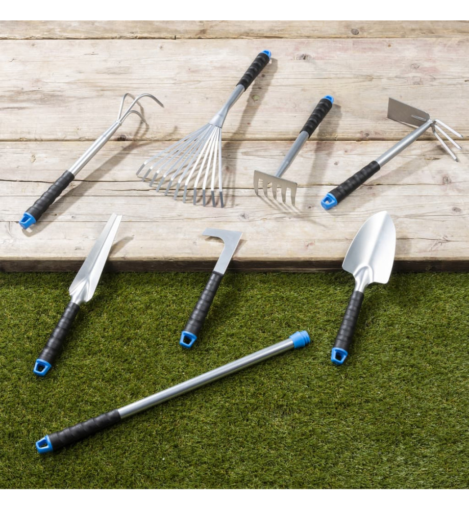 HI Ensemble d'outils de jardin 8 pcs Argenté Métal