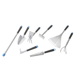 HI Ensemble d'outils de jardin 8 pcs Argenté Métal