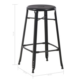 Tabourets de bar lot de 6 noir acier