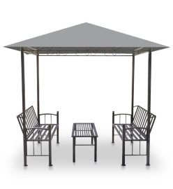 Chapiteau de jardin avec table et bancs 2,5x1,5x2,4m Anthracite