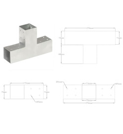 Connecteurs de poteau 4 pcs Forme en T Métal galvanisé 71x71 mm