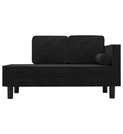 Chaise longue avec coussins et traversin noir velours