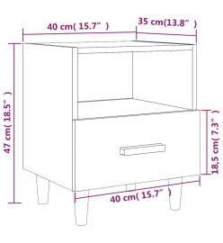 Table de chevet Chêne marron 40x35x47 cm