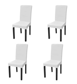 Housse de chaise droite extensible 4 pcs blanc