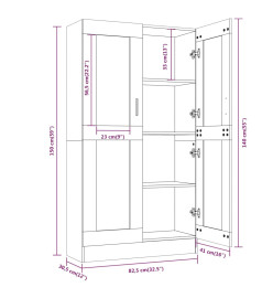 Armoire à vitrine Sonoma gris 82,5x30,5x150cm Bois d'ingénierie