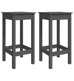 Ensemble de bar 3 pcs Gris Bois de pin massif