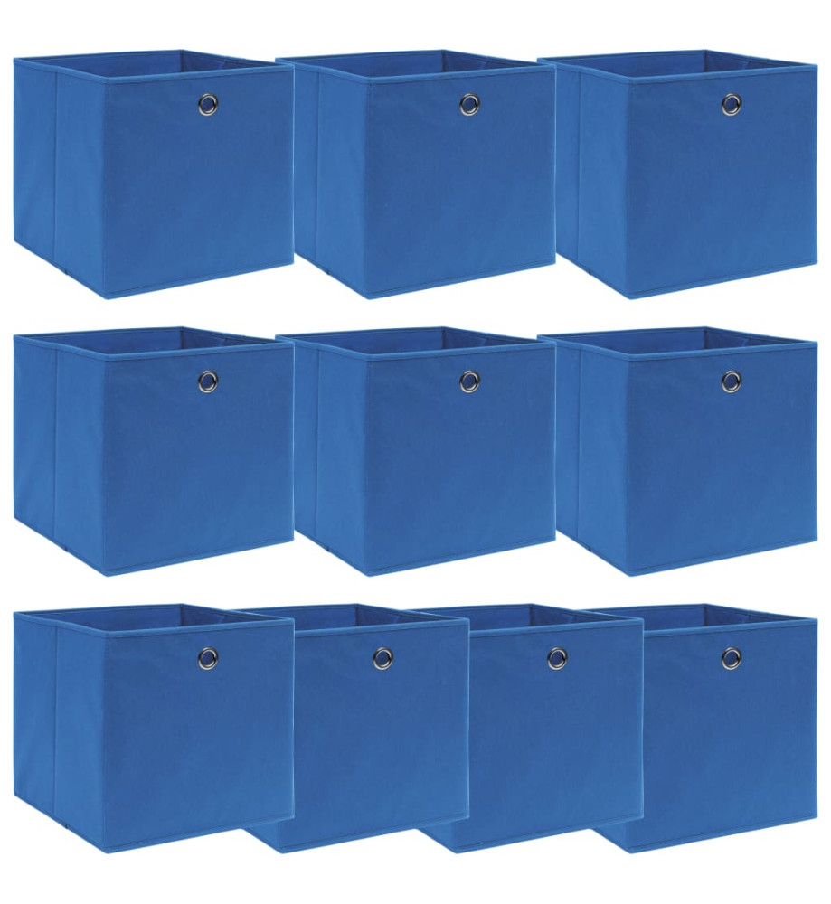 Boîtes de rangement 10 pcs Bleu 32x32x32 cm Tissu