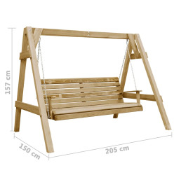 Balancelle de jardin Bois de pin imprégné 205x150x157 cm