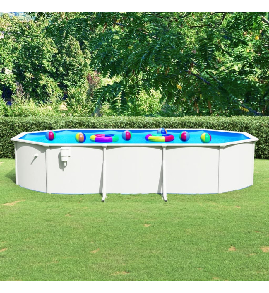 Piscine ovale avec parois en acier 610x360x120 cm Blanc