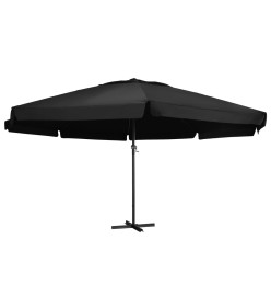 Parasol d'extérieur et mât en aluminium 500 cm Noir