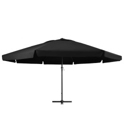 Parasol d'extérieur et mât en aluminium 500 cm Noir