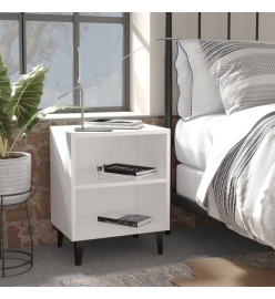 Tables de chevet avec pieds en métal 2 pcs Blanc 40x30x50 cm