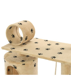 Arbre à chat avec griffoir en sisal 140cm Beige Motif de pattes