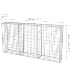 Panier de gabion Acier galvanisé 200x30x100 cm