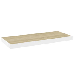 Étagère murale flottante chêne et blanc 60x23,5x3,8 cm MDF