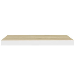 Étagère murale flottante chêne et blanc 60x23,5x3,8 cm MDF