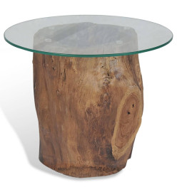 Table basse Teck Verre 50 x 40 cm