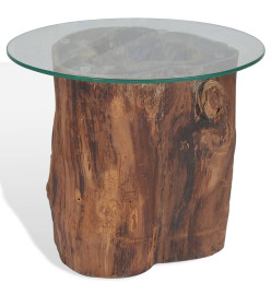 Table basse Teck Verre 50 x 40 cm