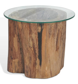 Table basse Teck Verre 50 x 40 cm