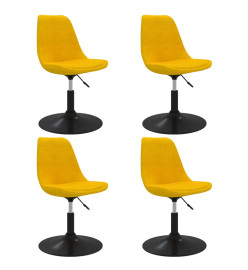 Chaises à dîner pivotantes 4 pcs Jaune Velours